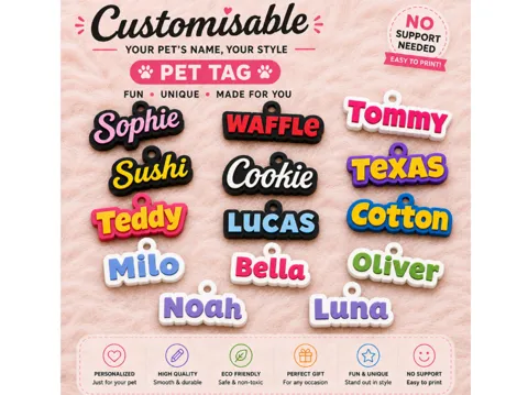 Llavero: Customizable Parametric Name Keychain Pet tag Dog — referencia de MakerWorld