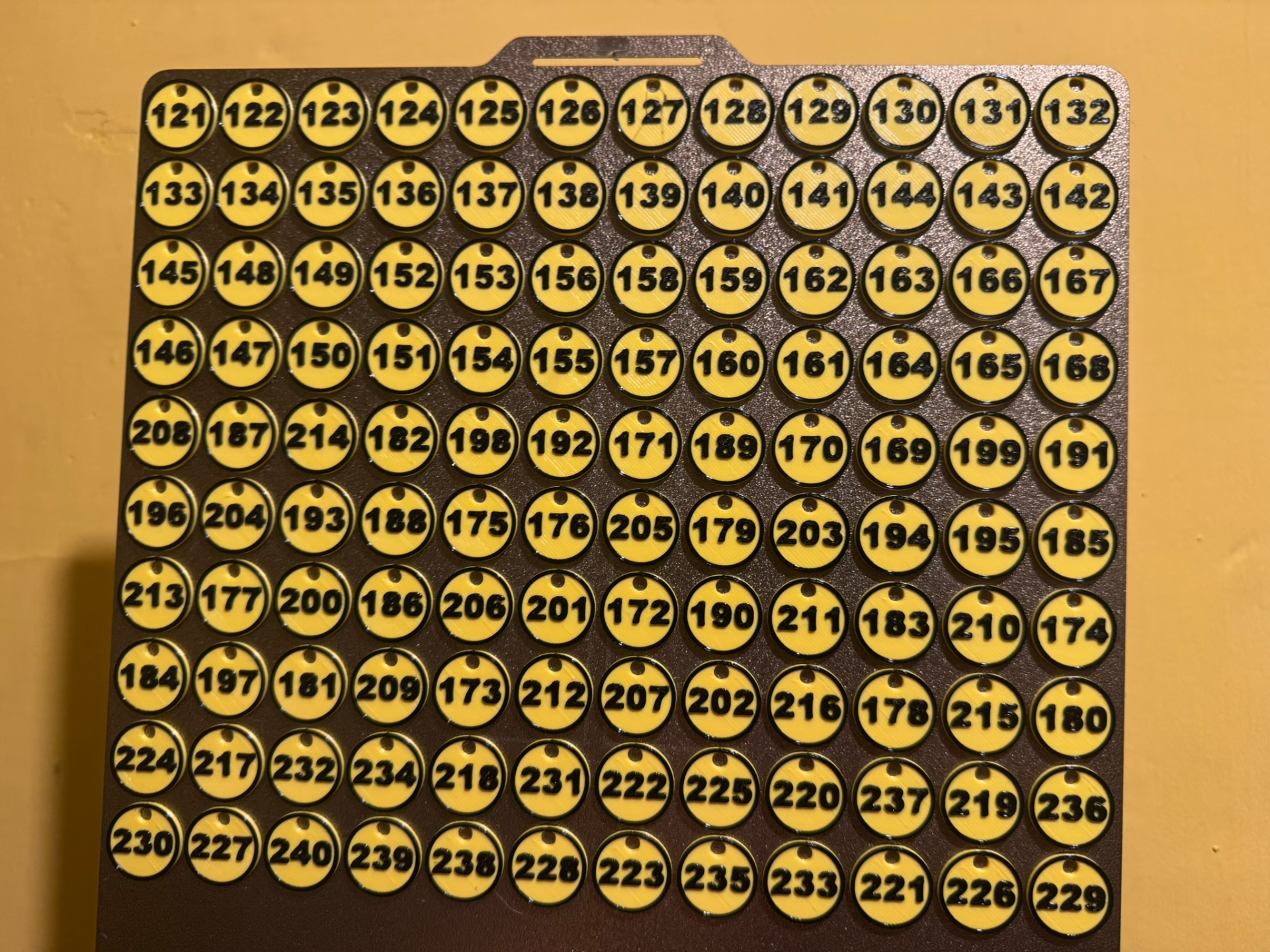 Tokens with numbers 121-480 With hole