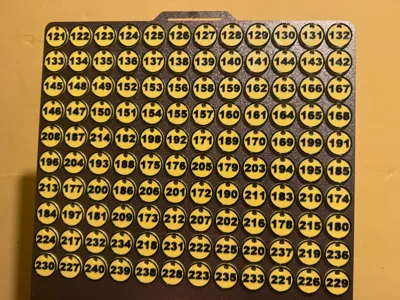 Tokens with numbers 121-480 With hole