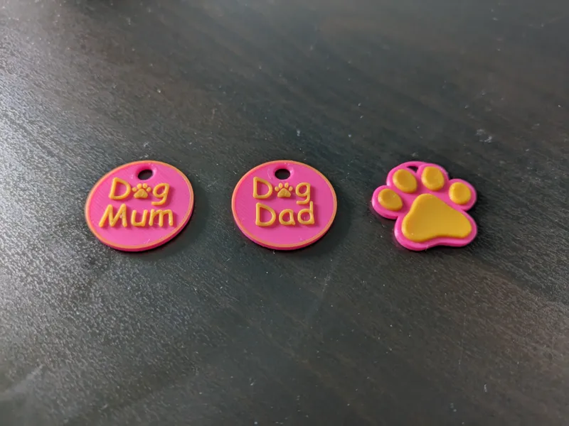 Dog Mum, Dod Dag, Paw Print Keyrings