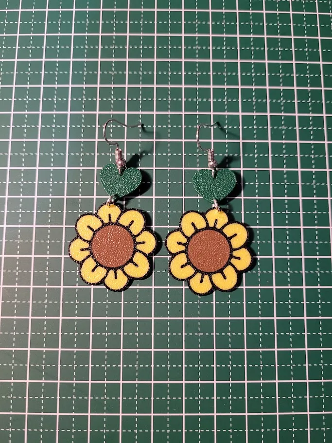 Sunflower earrings view 2