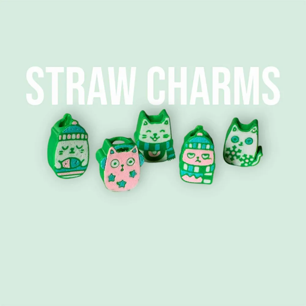 Winter Kitty Straw Charms Beads - Free 3D Print Model - MakerWorld