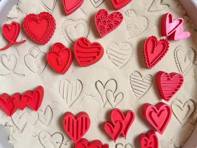 Heart stamps sensory play