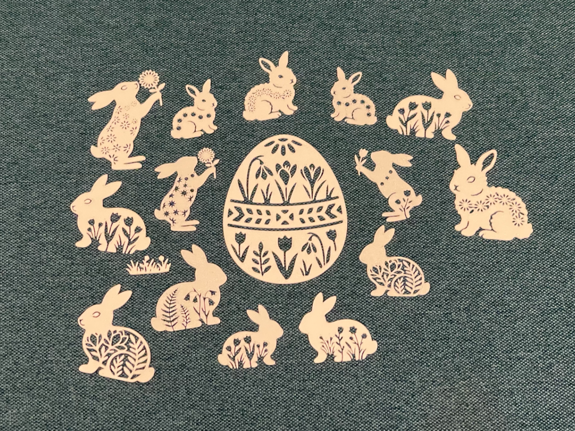 Floral Easter Bunny & Egg Silhouettes Decoration