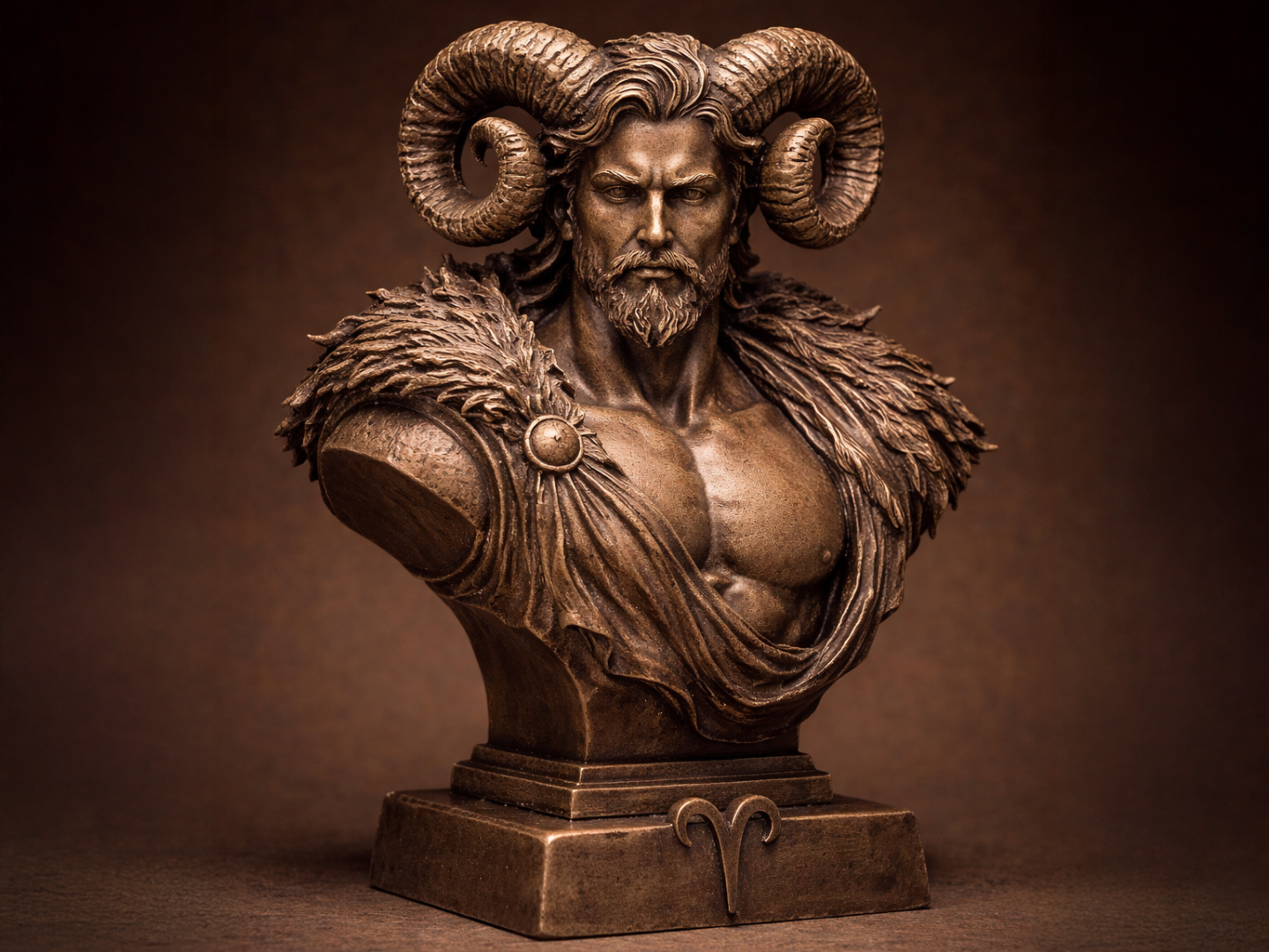 Aries Zodiac Bust Male Ram Sculpture 3D Print STL