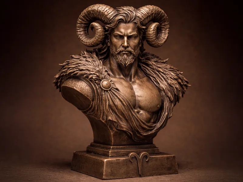 Aries Zodiac Bust Male Ram Sculpture 3D Print STL