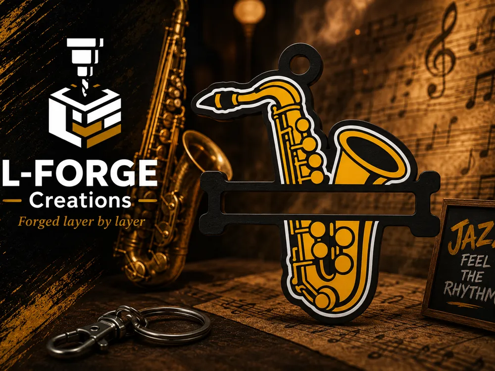 Accesorio para sujetar ligas de cabello: Saxophone Hair Tie Holder Keychain. Referencia del modelo original.