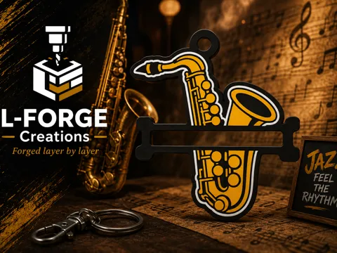 Accesorio para sujetar ligas de cabello: Saxophone Hair Tie Holder Keychain — referencia de MakerWorld