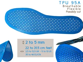 Semelles rehausseur respirantes TPU (2 to X mm)