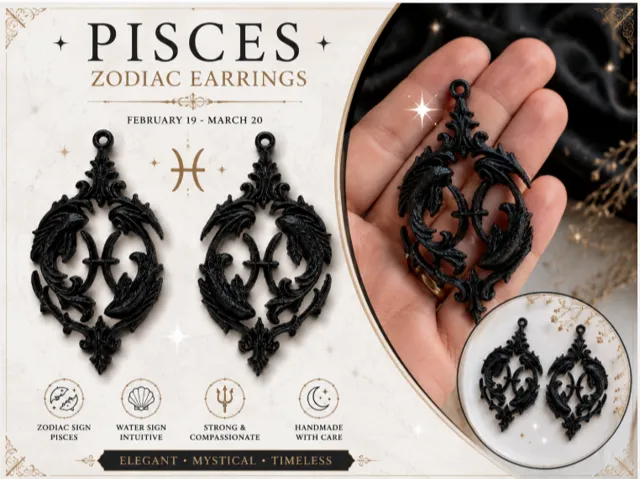 Pisces Zodiac Gothic Earrings | STL