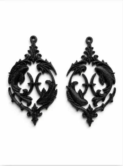 Pisces Zodiac Gothic Earrings | STL view 2