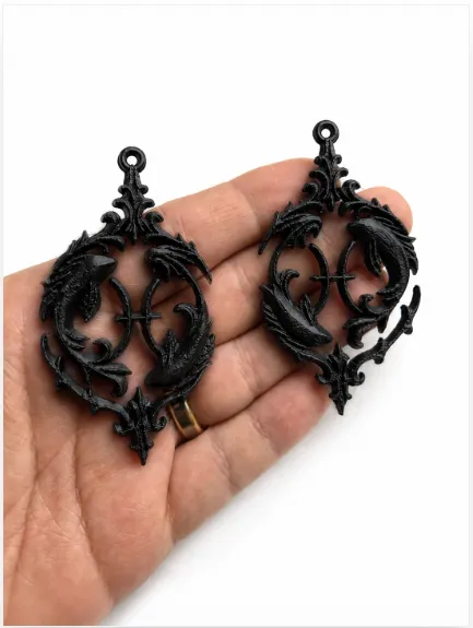 Pisces Zodiac Gothic Earrings | STL view 4