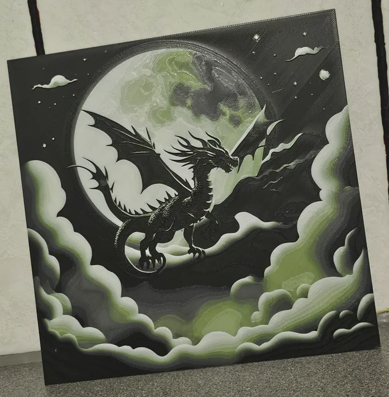 HueForge - Dragon Flying Through the Sky