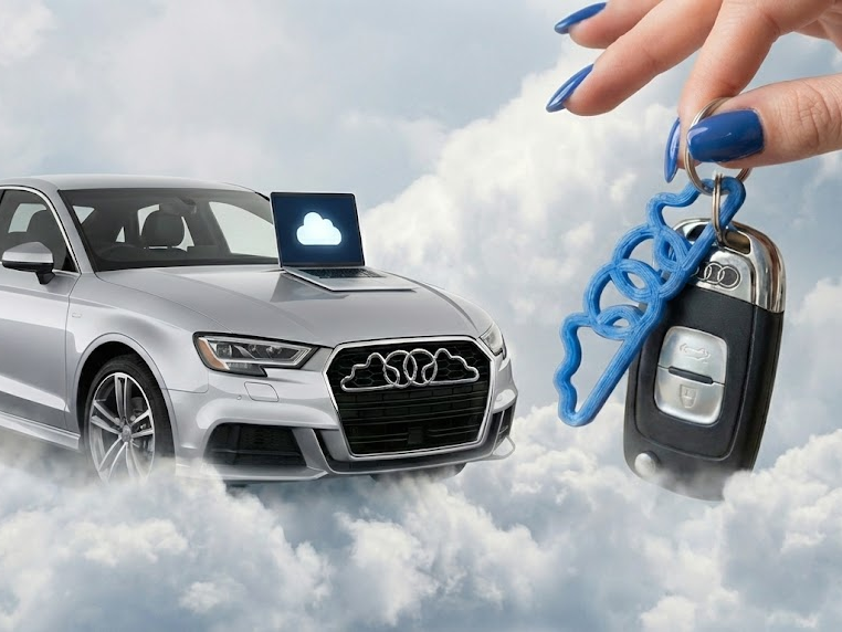 funny car keychain Audi cloud (JOKE picture by AI)
