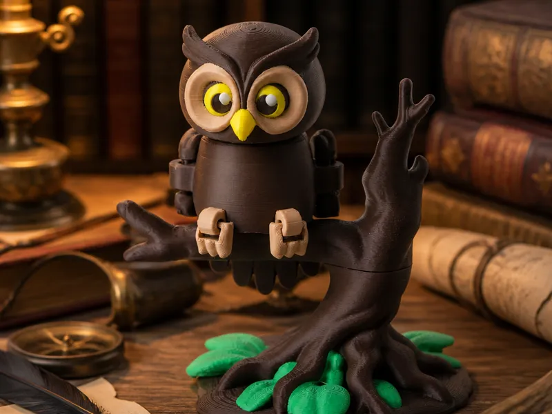Owl Tree Flexi - Articulated Cottagecore Toy