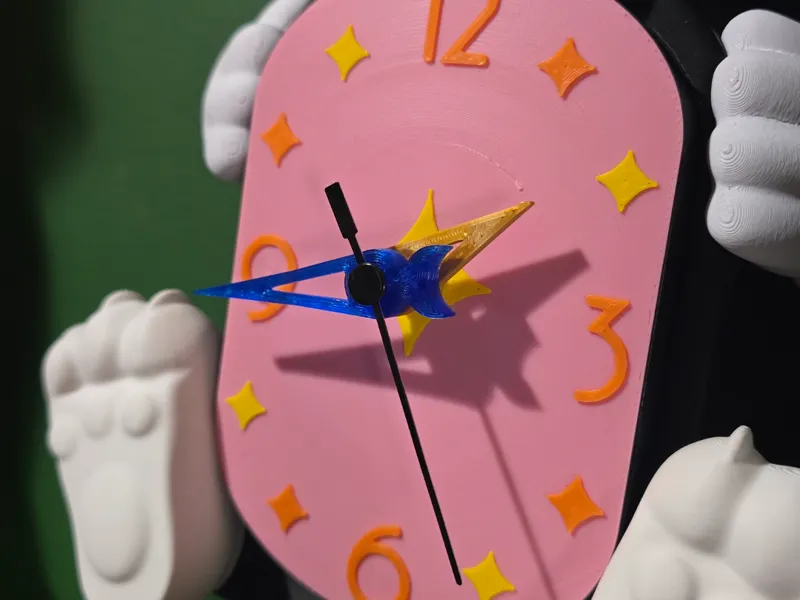 Kitty Cat Clock Bambu Clock Fitted Hands + Seconds