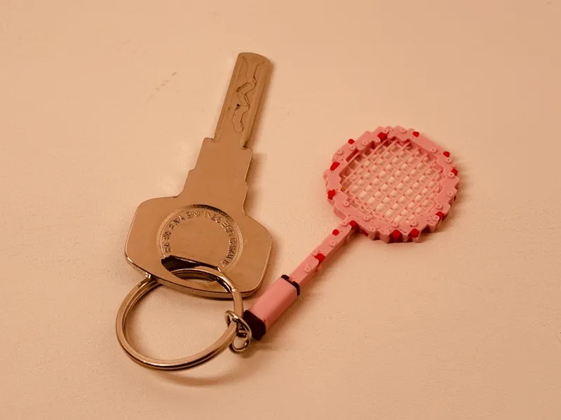 Minecraft-Style Badminton Racket Keychain