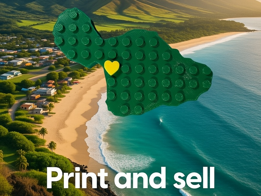 Maui Brick magnet with movable heart peg