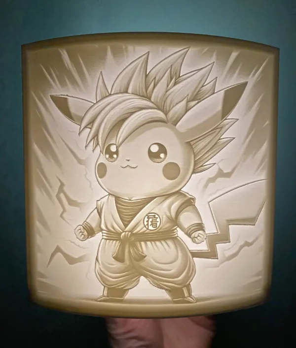 Lithophane lumineux Pikachu Dragon Ball Z