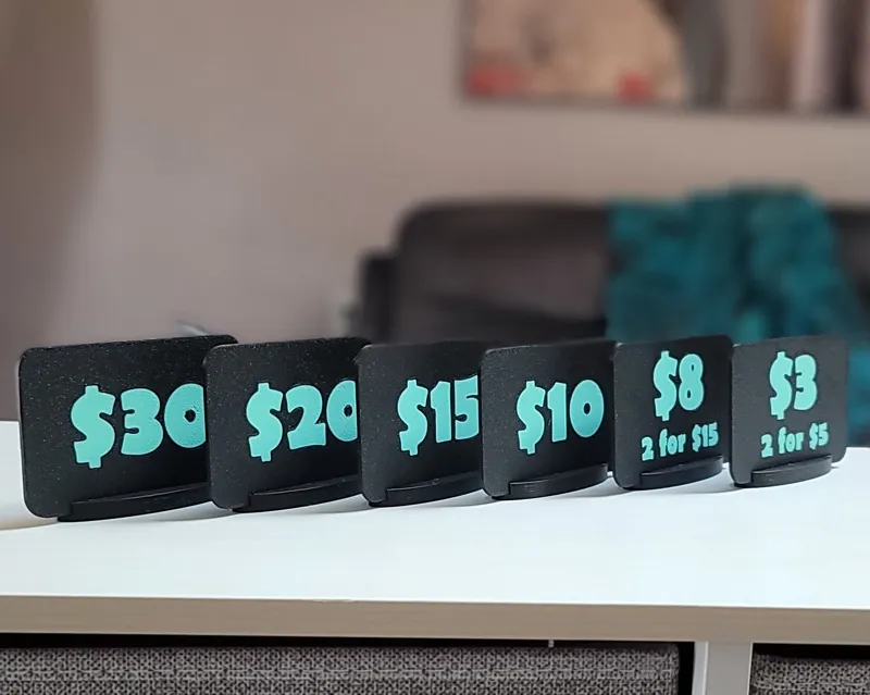 Price Signs with Oval Stands (Dollar & Euro)
