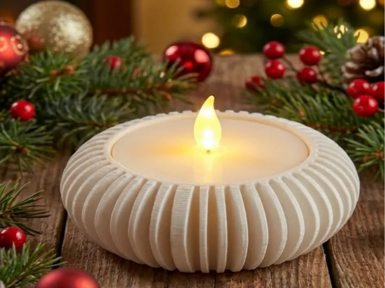 Ribbed Tealight Candle Holder–Modern Holiday Decor