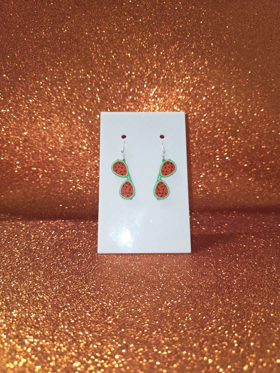 Watermelon glasses earrings view 2