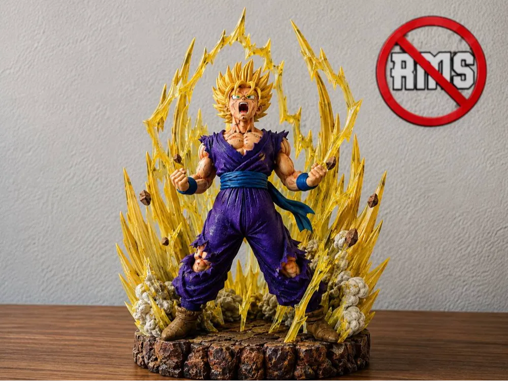 Accesorio para impresora 3D: Gohan Super Saiyan 2° Livello. Referencia del modelo original.