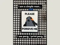 Porg Sign and Frame