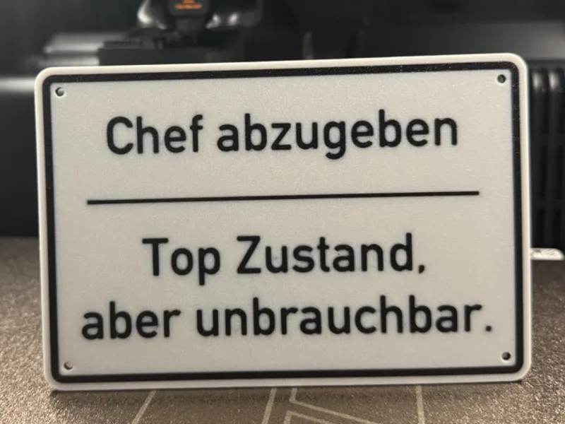Schild Chef abzugeben (mit Bohrung)