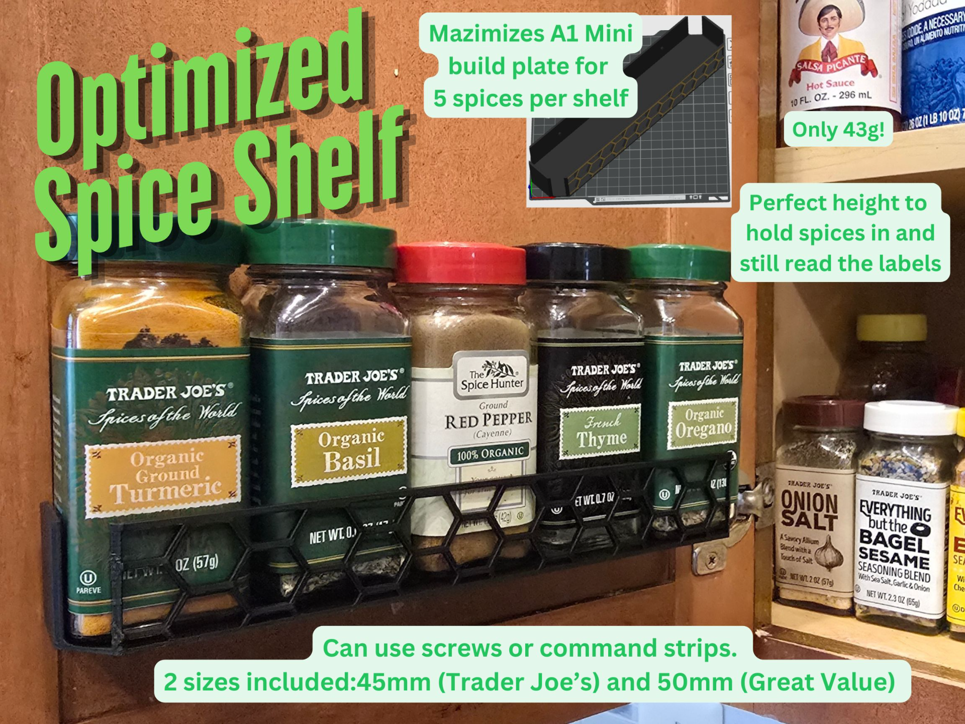 Optimized Spice Shelf - Light, Strong, & 2 Sizes
