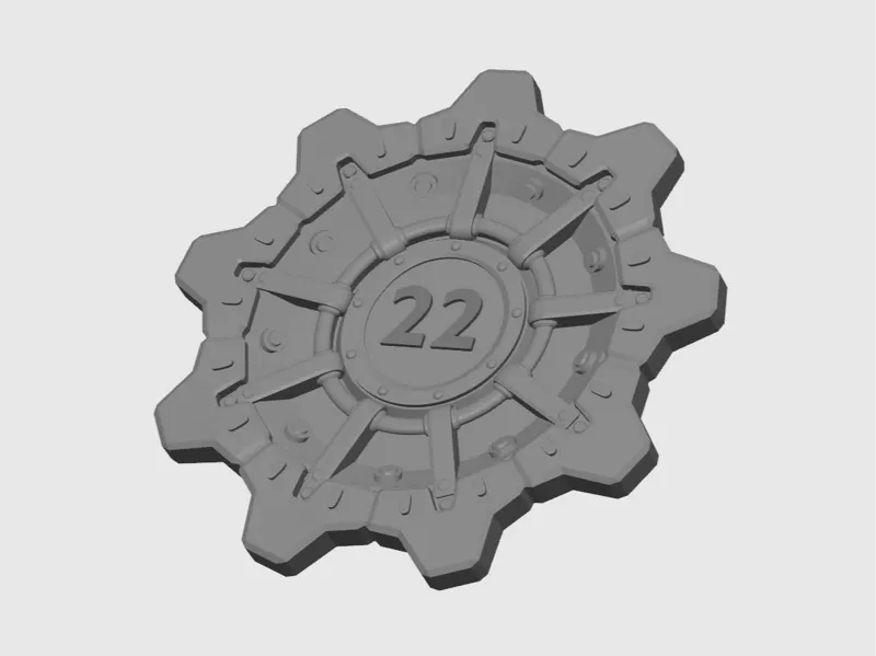 Fallout Vault Door (editable number, thinner)