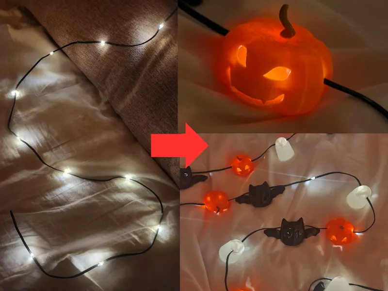 Pumpkin clip on -  Halloween Jack-O’Lantern lights