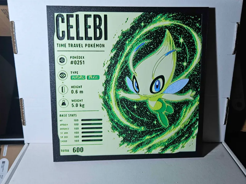 Pokemon - Celebi Infographic Hueforge 