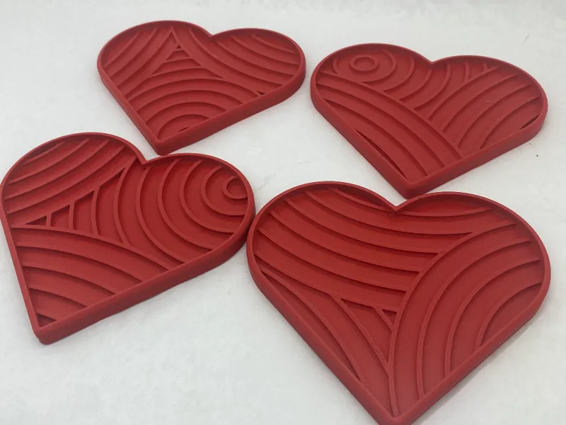 Set of 4 Heart Coasters / Planter Drip trays