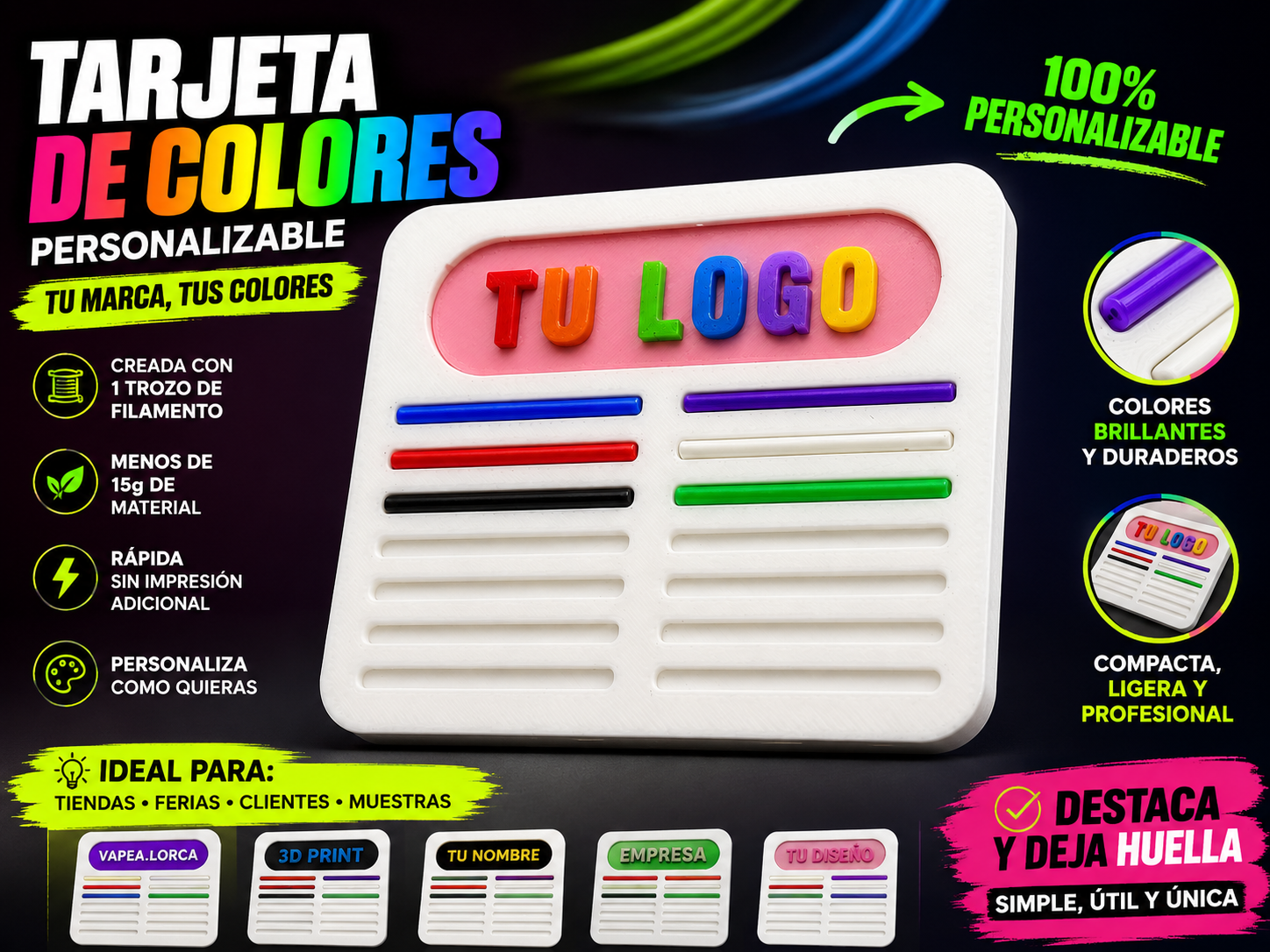 Customizable Filament Color Card