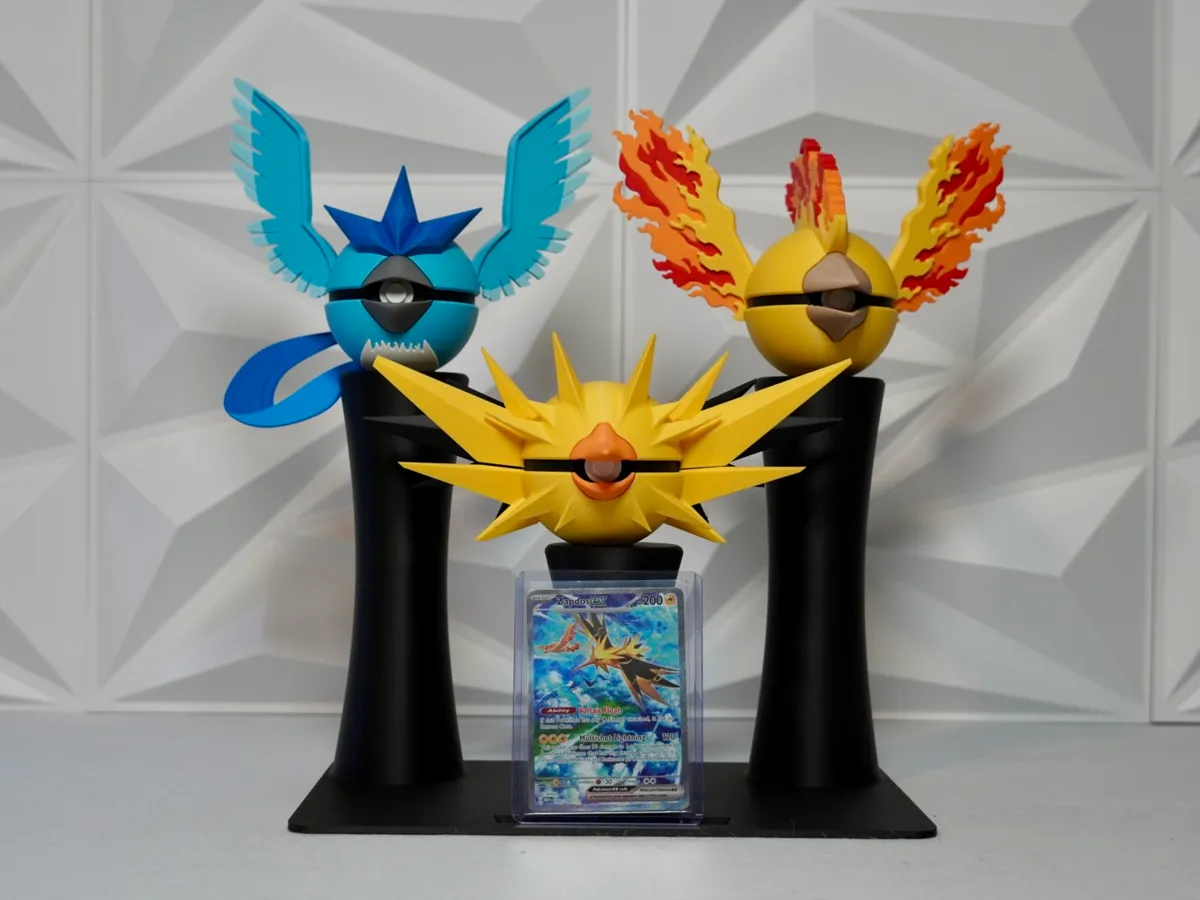 3 Tier Poké Ball &amp; Pokémon Card Display Stand - Free 3D Print Model ...