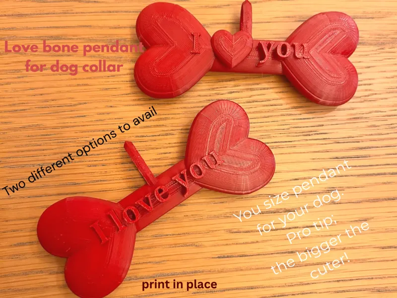 Love bone pendant for dog collar
