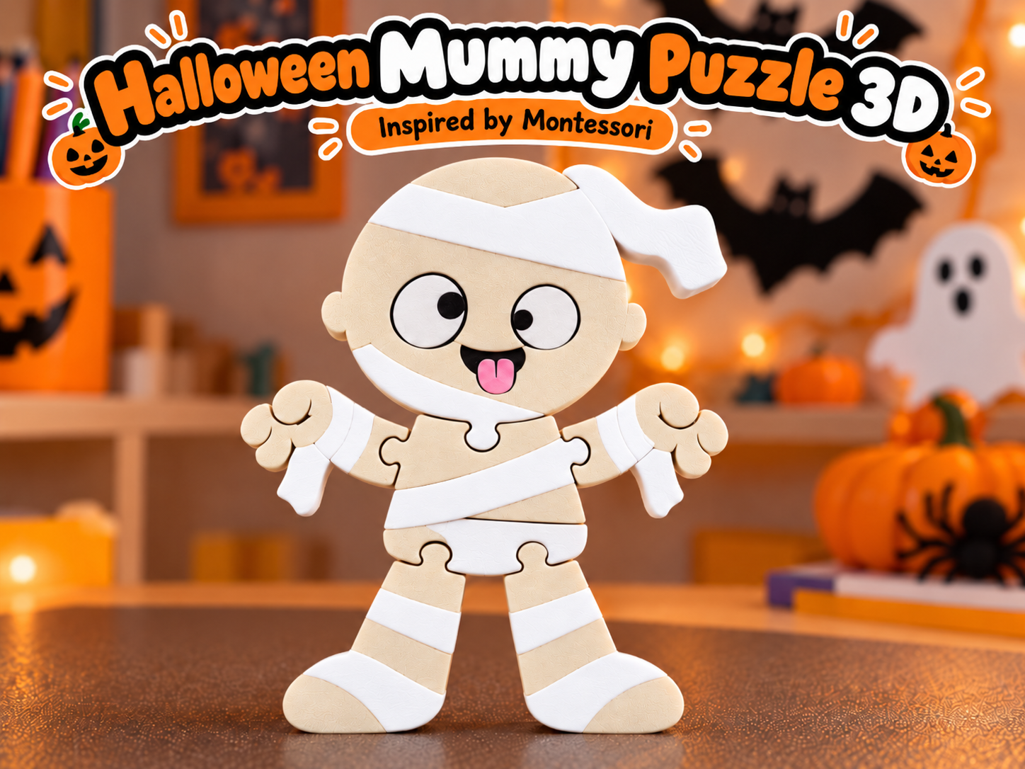 Halloween Mummy Puzzle 3D | Montessori Kids Toy 3D model