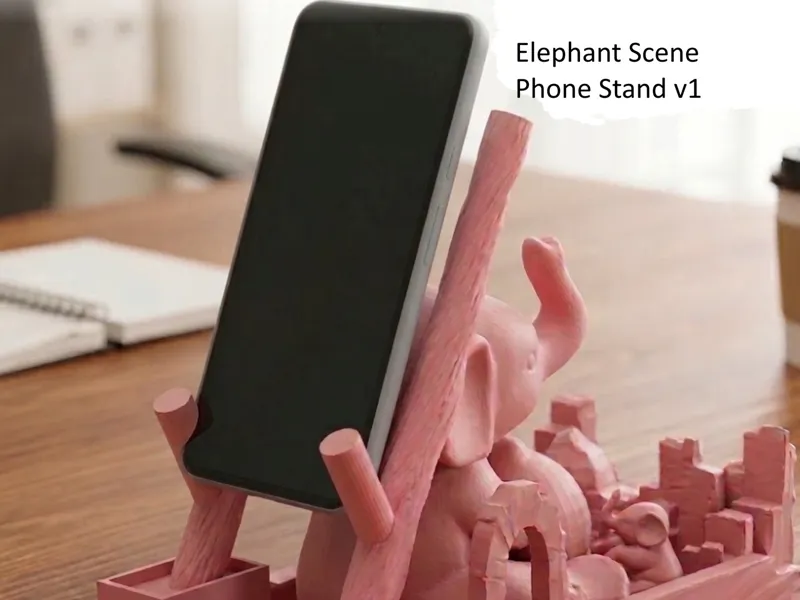 Elephant Scene Phone Stand