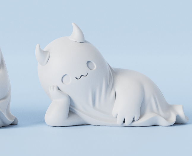 Miniatura 1 do modelo 3D 有小角的恶魔小幽灵 桌面摆件