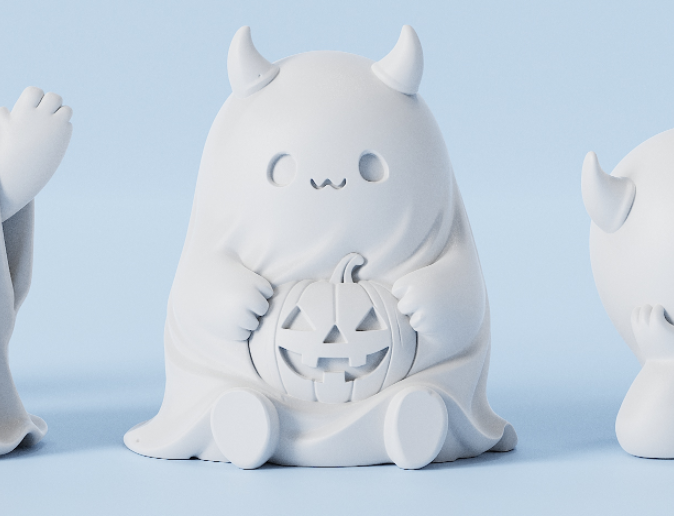 Miniatura 3 do modelo 3D 有小角的恶魔小幽灵 桌面摆件
