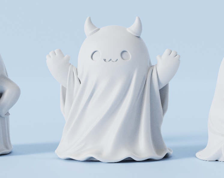 Miniatura 5 do modelo 3D 有小角的恶魔小幽灵 桌面摆件