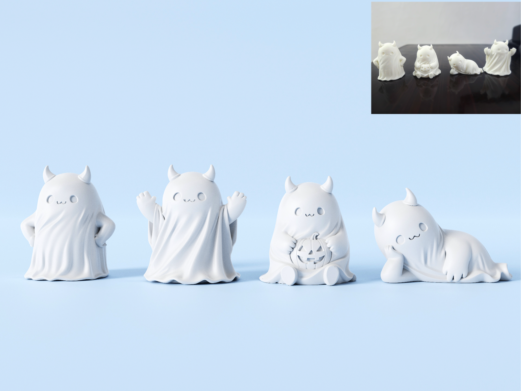 有小角的恶魔小幽灵 桌面摆件
