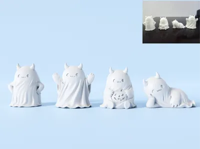 Little Devil Ghost Desktop Ornament with Small Horns