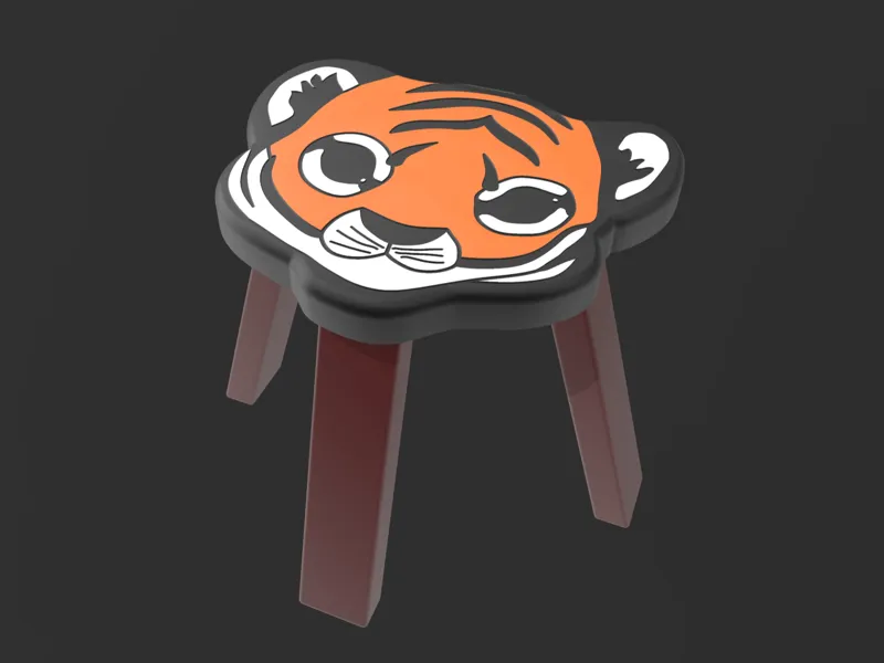 Tiger stool for children 150mm3