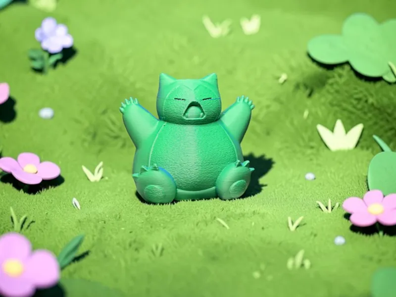 Cute Sitting Snorlax - Pokemon Inspired