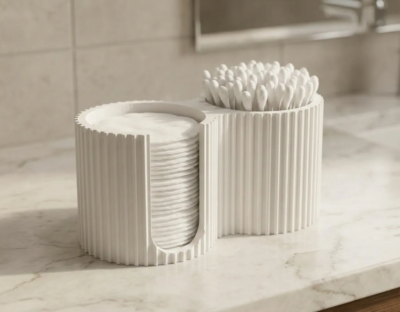 Pads & Swabs Holder Ribbed Bath Organizer view 2
