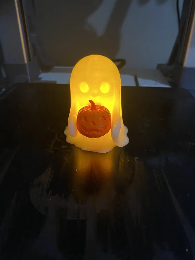 Halloween Glowing Ghost with Pumpkin - Tealight - Free 3D Print Model ...