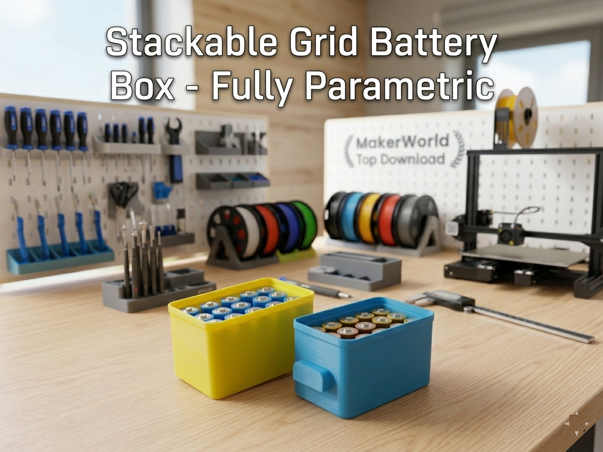Stackable Grid Battery Box - Fully Parametric