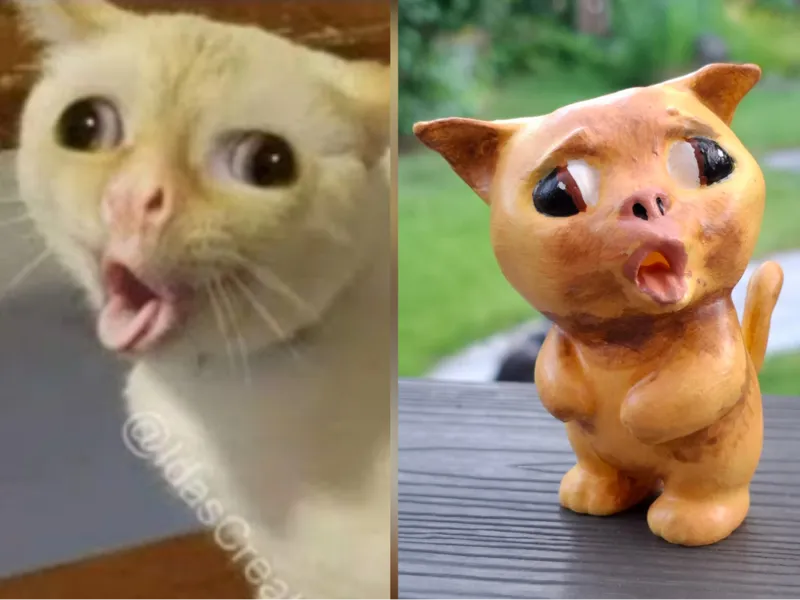 Cute Meme Cat Figure - only 14g but 8cm tall